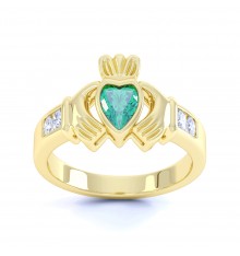 Ladies Gold Birthstone Claddagh Ring