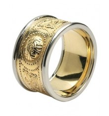 White and Yellow Gold Celtic Ring 12mm