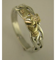 Silver and Gold Claddagh Celtic Ring